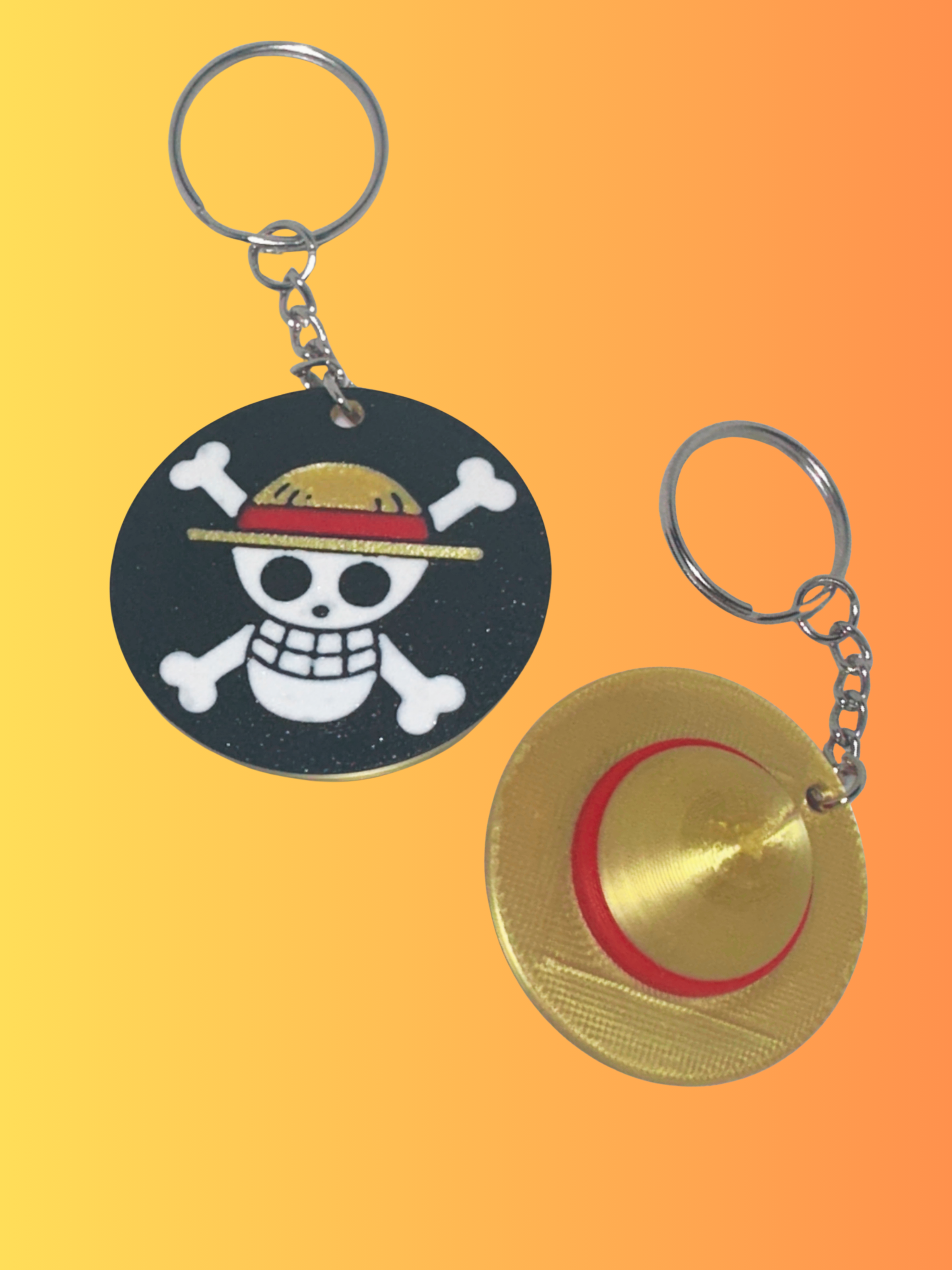 One Piece Straw Hat NFC Keychain – Anime Luffy Jolly Roger Keychain – Smart Tap Social Media Sharing – Anime Gift